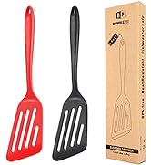 Pack of 2 Silicone Fish Spatula, Non-stick Large Slotted Flipper Turner, High Heat Resistant Kitc...