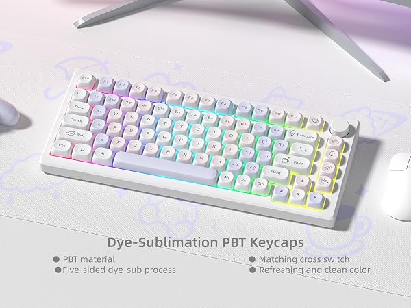 Womier PBT Keycaps Set, Dream Cute Keycaps MOA Profile Mechanical Keyboard Caps, Custom Key cap