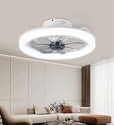 Orison 20'' Low Profile Ceiling Fan with Light, Flush Mount Ceiling Fan with Dimmable Lights and ...