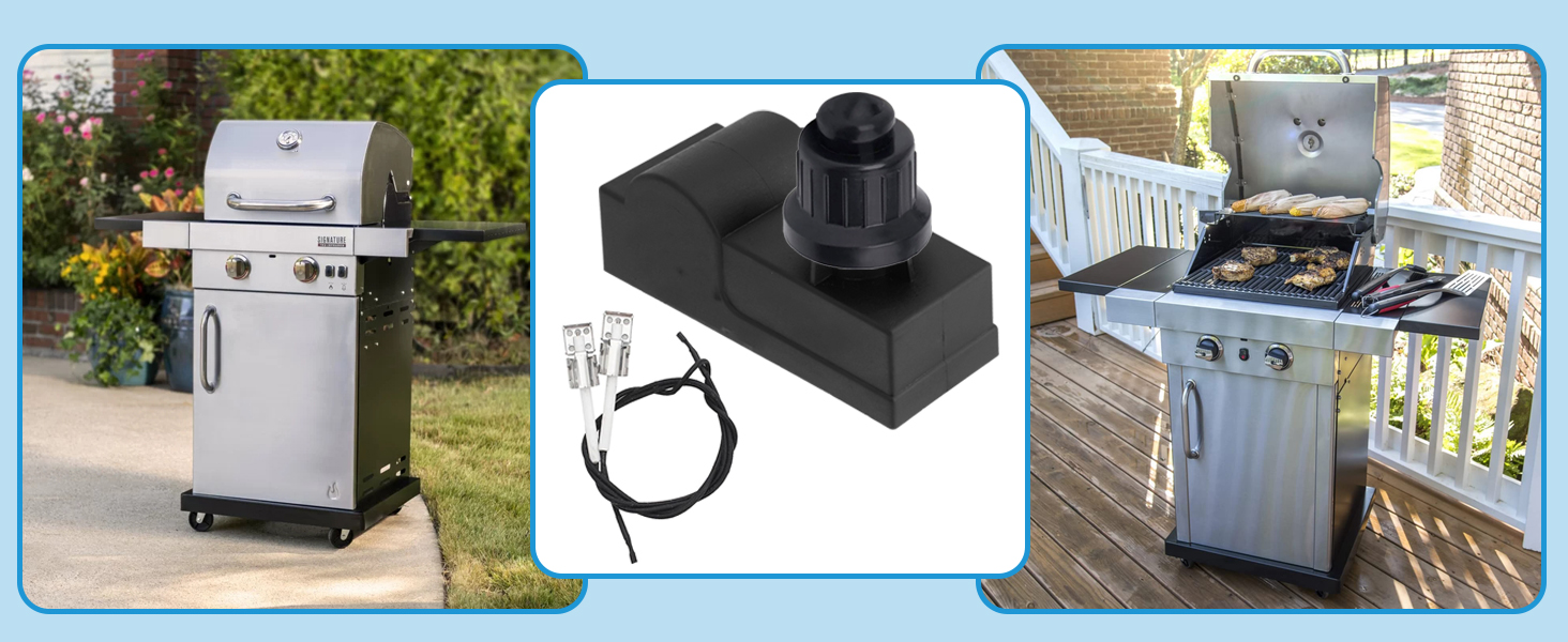  2 Outlets AAA Battery Push Button Electronic Ignition Module with Wires Grill Ignitor for Charbroil