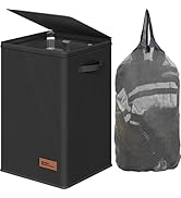 Simple Houseware Foldable Laundry Hamper Basket with Lid and Removable Bag, Black