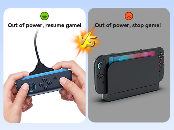 Play games safely for hours while the cord regulates power flow