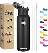 Han's Bottle Sports Water Bottle - 24 Oz, Straw Lid, Leak Proof, Vacuum Insulated Stainless Steel...