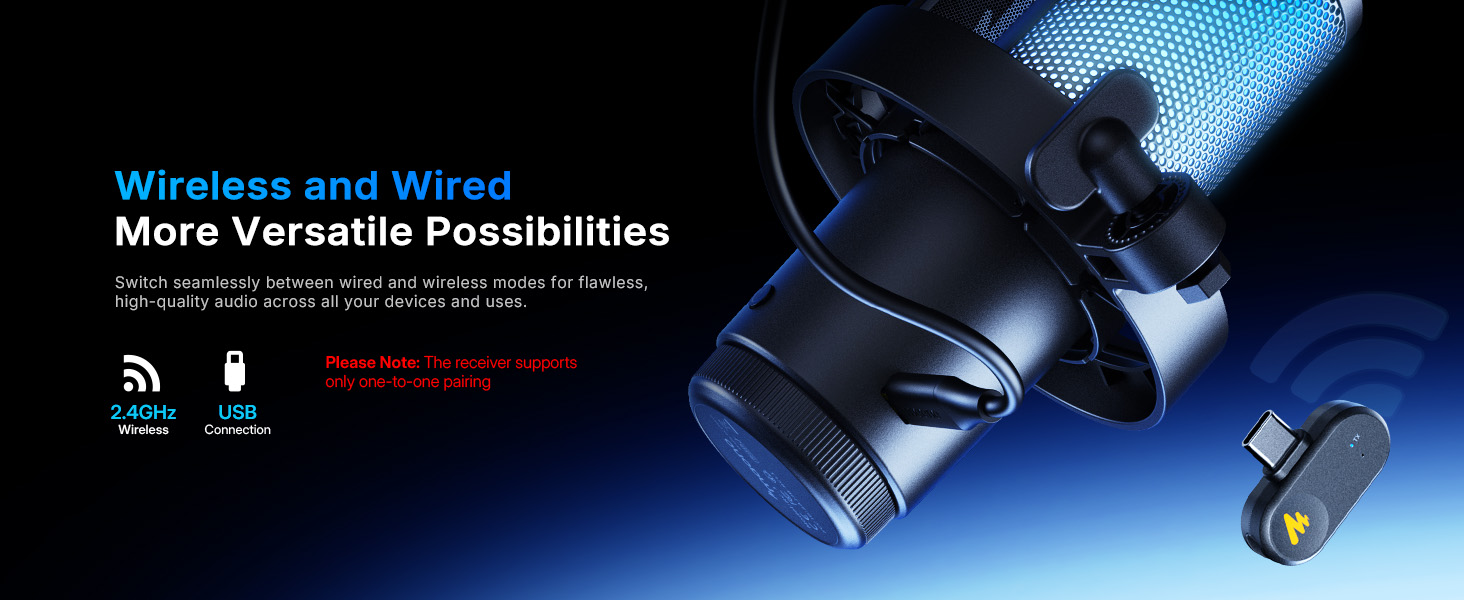 wireless gaming usb microphone for pc,rgb mic