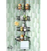 Corner Shower Caddy Tension Pole: Rustproof Stable 4-Tier Bathroom Organizer Shelves for Bathtub ...