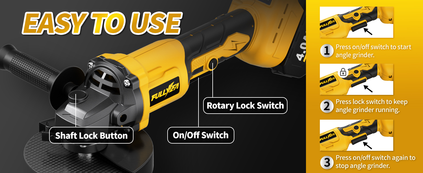 Cordless Angle Grinder 4-1/2&amp;#34; Electric Metal Grinder Kit for Cutting, Grinding