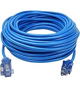 Clear Power 100 ft Extreme Cold Weather Outdoor Extension Cord, Lighted End, 16/3 SJTW, Flexible ...