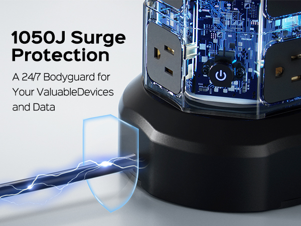 power strips with 1050J surge protection
