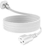 6Ft Flat Plug Short Extension Cord, White 90-Degree Plug Low Profile Power Adapter, 3-Prong Indoo...