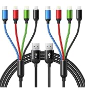 Multi Charging Cable, [2Pack 6Ft] 4 in 1 Fast Multi Charging Cord Nylon Braided Multiple Charger ...
