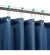 Eazzier Bath Waterproof Fabric Shower Curtain or Liner with Bottom Weight,72"x72" Blue Strip Soft...