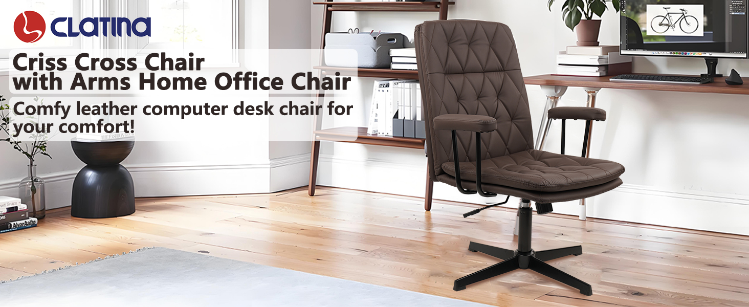 Clatina chocolate brown leather office desk chair