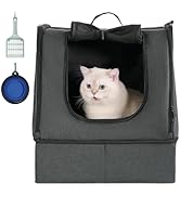 apollo walker Portable Cat Travel Litter Box with Zipped Waterproof Bag,No Collapse with Hard Bas...