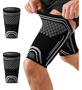 FVVWVV 1 Pair Thigh Compression Sleeve for Men and Women, Upper Leg Sleeves, Anti Slip Hamstring ...