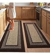 Kitchen Rugs Set,Non Slip Kitchen Mats for Floor-Thick Stain Resistant Kitchen Floor Mat Runner C...
