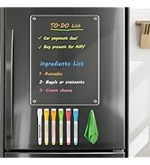 WALGLASS Fridge Acrylic Board, 11"x8" Clear Magnetic Planning Board, Dry Erase Board for Refriger...