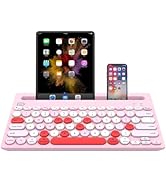 Cute Computer Keyboard Wireless Bluetooth with Phone Holder,Kawaii Mini Typewriter Keyboard,Porta...