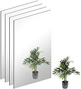 QEEYON 16 x 12'' Wall Mirror Tile Self Adhesive Glass Mirror Frameless High Clear Full Length Mir...