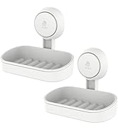 LEVERLOC Soap Holder Suction Cup for Shower, 2 Pack Soap Dish for Shower Wall Mounted NO-Drilling...