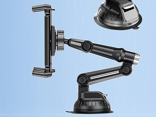 5 in 1 Car Phone Holder, Dashboard Windshield Phone Mount with Strong Suction Cup &amp; Large Clamp