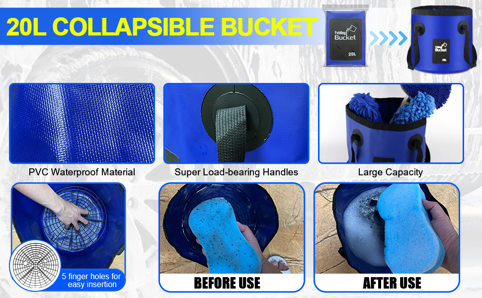 Car Wash Bucket with Dirt Trap