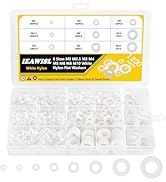 1200Pcs Nylon Flat Washers for Screws Bolts, White Plastic Washers, M2 M2.5 M3 M4 M5 M6 M8 M10 fo...