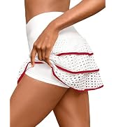 Fisoew Womens Tennis Golf Skirts Built in Shorts High Waisted Tiered Athletic Workout Crochet Min...