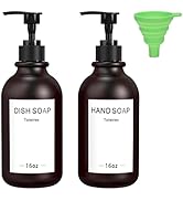 16Oz Soap Dispenser, Plastic Hand Dish Soap Dispenser with Waterproof Labels and Rustproof Pump, ...