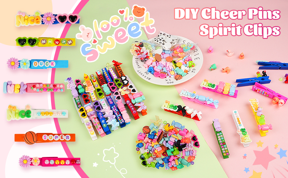 50 Set Cheer Pins Spirit Clips for Backpacks