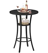 CHOEZON Round Bar Table, 2-Tier High Top &amp; Counter Height Dining Table, Small Kitchen Dining Tabl...
