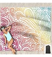Hiwoss Beach Blanket Waterproof Sandproof Oversized 95”x 80”,Sand Free Beach Mat with Corner Pock...