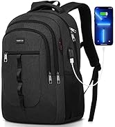 YAMTION Black Backpack for Men and Women,School Backpack Bookbag for Teen Boys and Girls Laptop B...