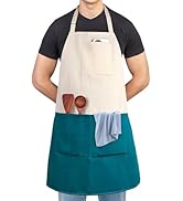 Alex Virtue Chef Apron Unisex Two-Tone Professional Kitchen Bib Apron with 2 Pockets Cooking, Gri...