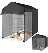 Wnanan Outdoor Dog Kennel Cover Black for 8'D x 4'W 600D Waterproof and Durable Dog Crate Cover w...