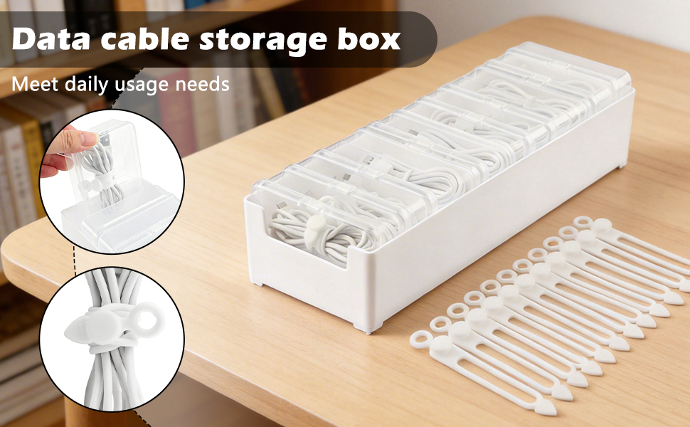 Cable Organizer Storage Box with 12 Wire Ties