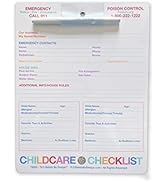 TLC Safety By Design Childcare Babysitter Checklist Dry Erase Board Emergency Info List for Refri...