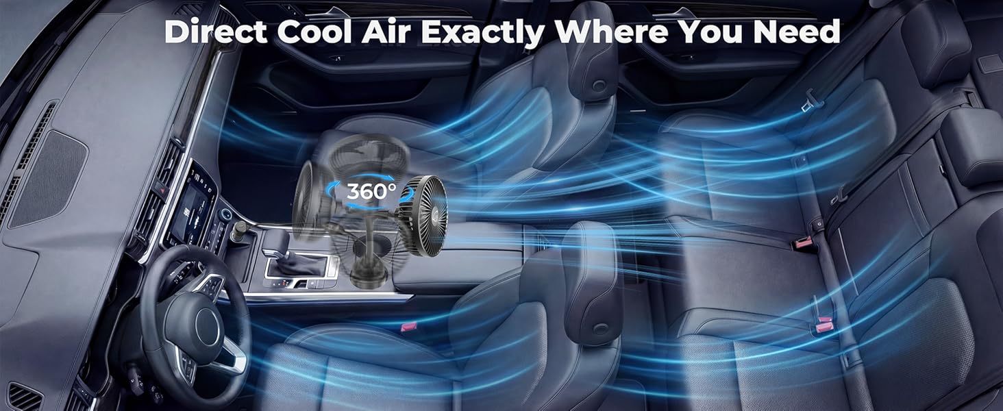 amacool car fan for car road trip travel essentials