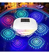 Pooldecor Floating Pool Lights Solar Powered with 9 Dynamic Lighting, RGB Color Changing Solar Po...