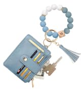COOLANS Silicone Bracelet Wristlet Wallet Credit Card Holder RFID,ID Window,Key Ring Tassel,Slim ...