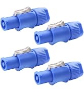 KAKABUBBLE 4-Pack 3-Pin AC PowerCon Male Connectors, Durable Flame-Retardant ABS, Quick Plug-and-...