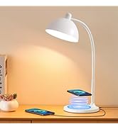 BOHON Desk Lamp, LED Desk Lamp with USB Charging Port, Wireless Charger Desk Light for Home Offic...