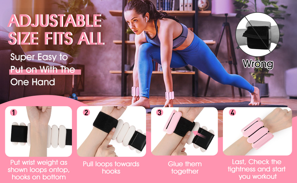 2Pcs Wearable Wrist Ankle Weights for Women