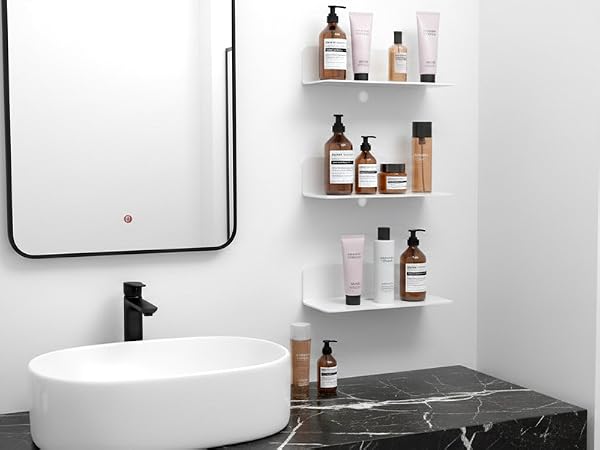 floating shelves bathroom
