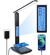 LED Desk Lamp, Desk Lamp with Wireless Charger, Suitable for Home, Office Dimmable Desk Lamp, wit...