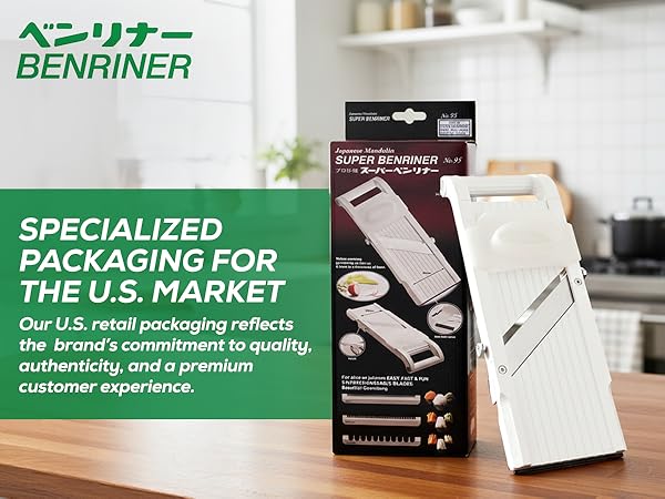 Benriner Mandoline Super Slicer, with 4 Japanese Stainless Steel Blades