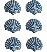 AMAJY Nautical Distressed Drawer Knob Pull Set of 6 - Vintage Retro Style Seashell - Beach House ...
