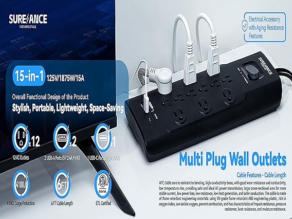 Power strip surge protector