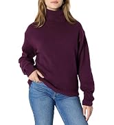 Essentials Women's Relaxed-Fit Cotton Blend Turtleneck Pullover Sweater with Dropped Shoul...