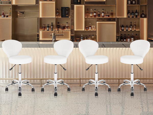 Rolling Swivel Salon Stool Chair with Back Support Adjustable
