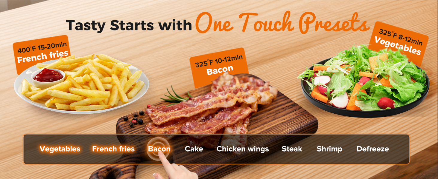 bear air fryer 6L 8in1 preset menu